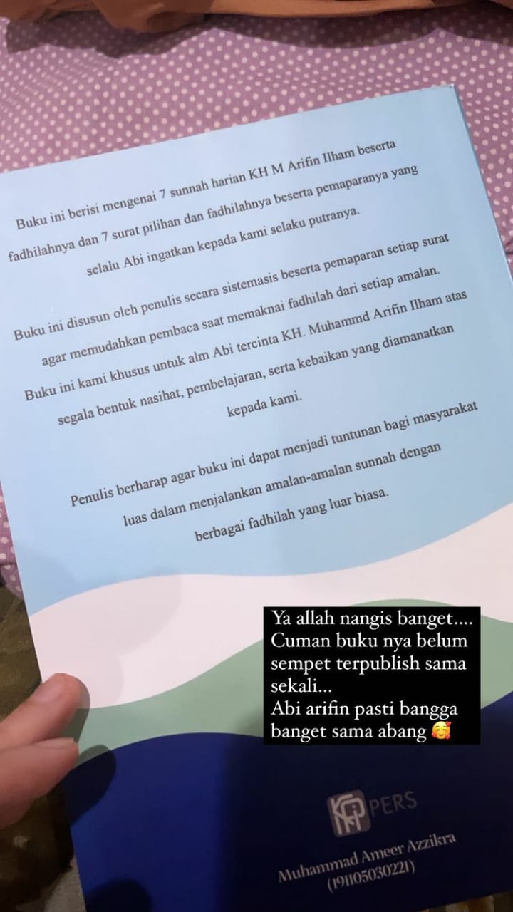 Sang istri ungkap Ameer Azzikra sempat tulis buku, belum di-publish