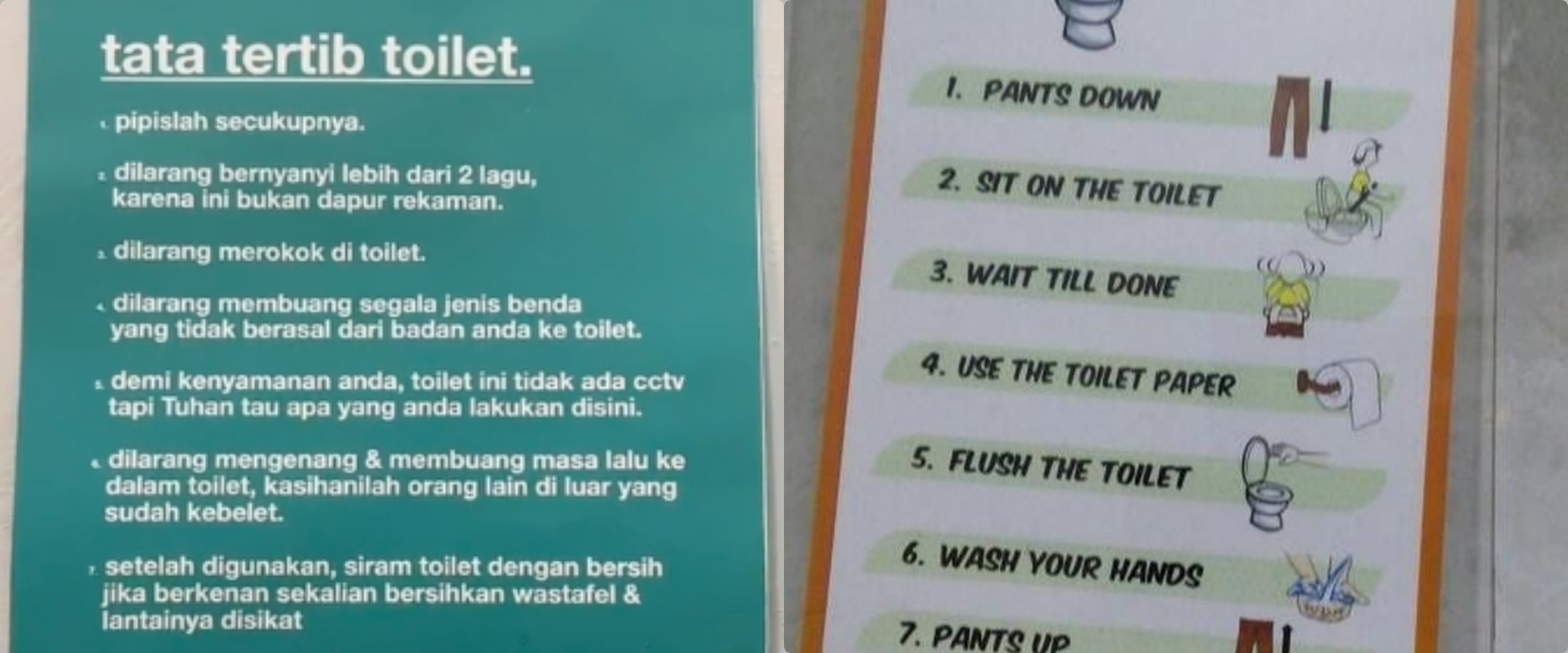 Unik dan nyeleneh, ini 11 peraturan di toilet umum bikin gagal fokus