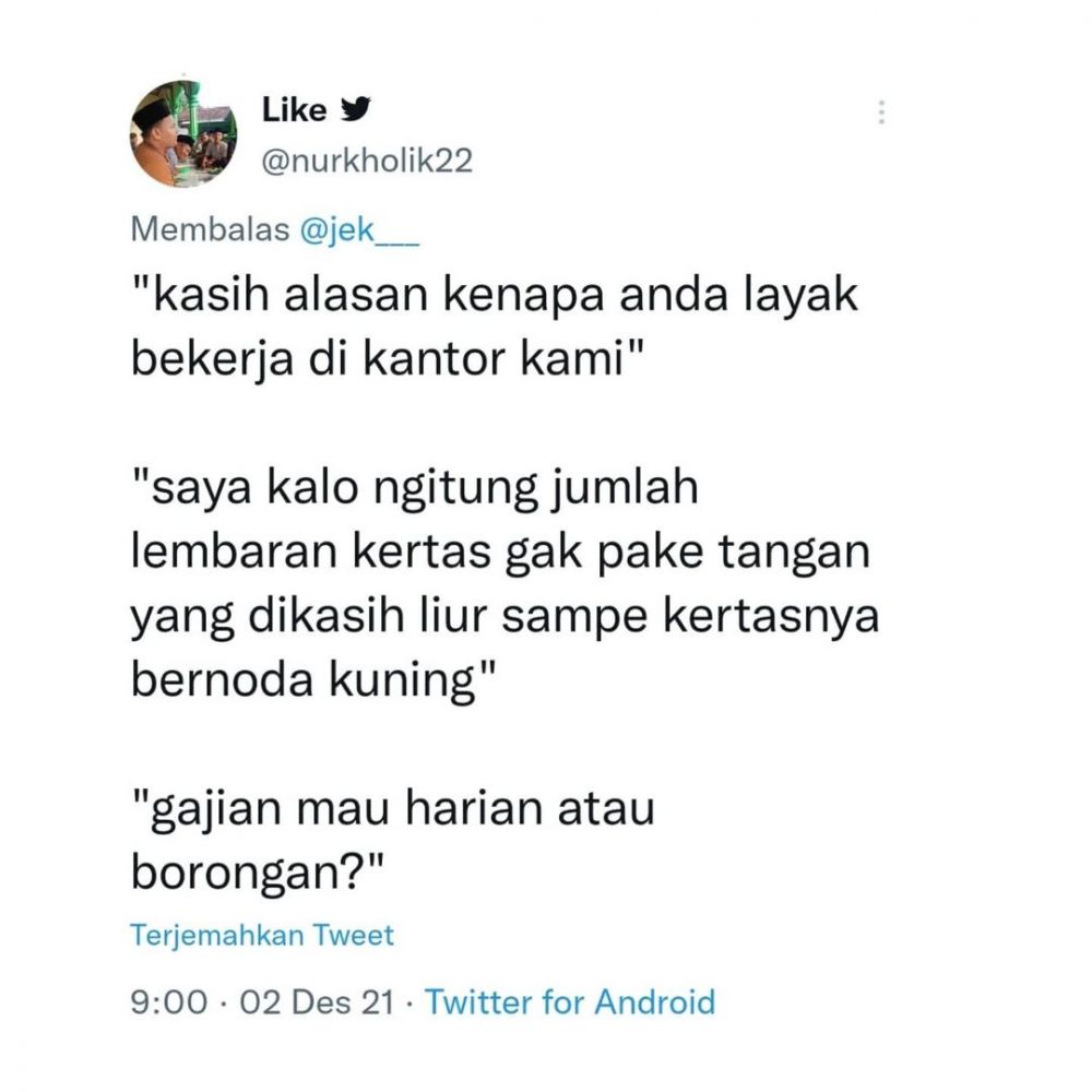 9 Cuitan lucu alasan keterima kerja ini bikin senyum tipis