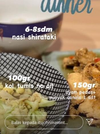 Bobot turun 12 kg dalam 2 bulan, ini 11 menu diet John Martin