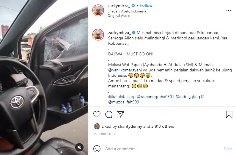 Ustaz Zacky Mirza alami kecelakaan mobil di Aceh, begini kondisinya