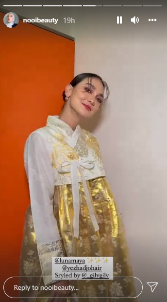 11 Penampilan Luna Maya di acara IMB, anggun dalam balutan hanbok