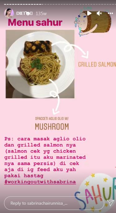 15 Menu diet ala Sabrina Chairunnisa, ampuh jaga berat badan ideal