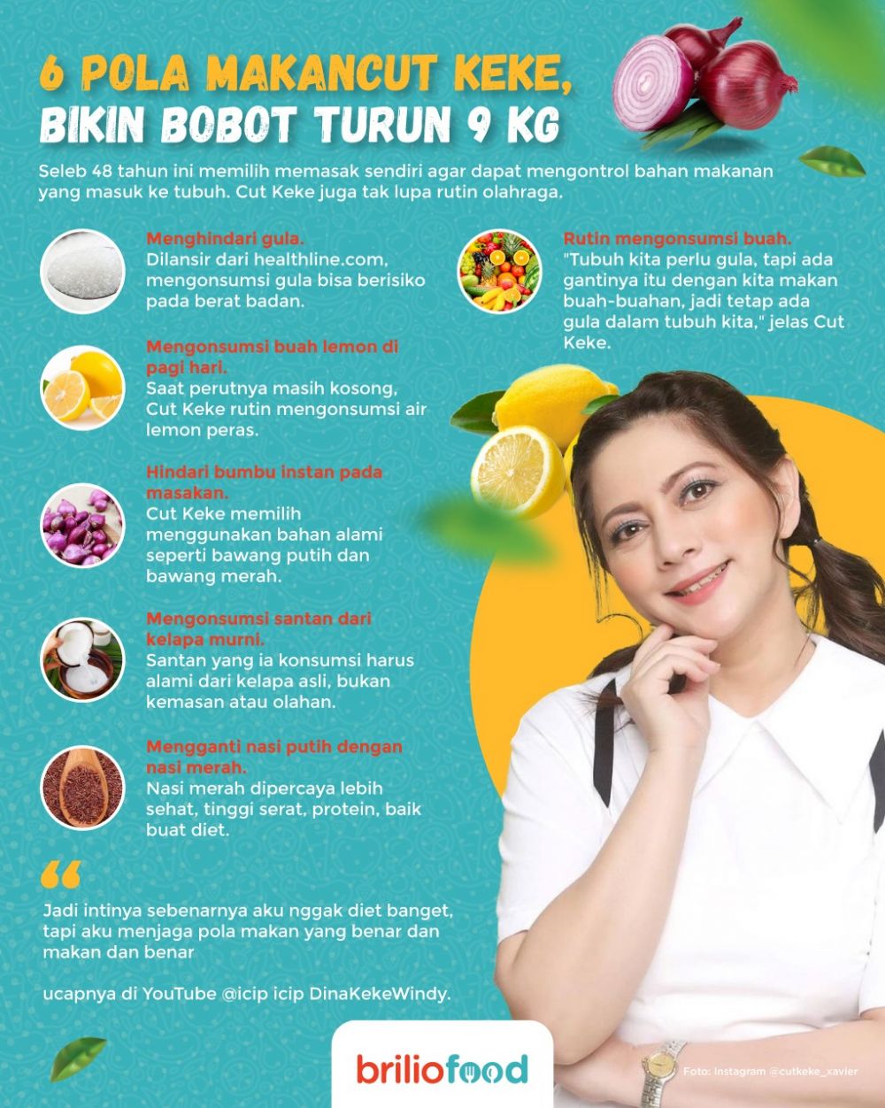 11 Pola makan Cut Keke ini bikin bobot turun 9 kg, mudah ditiru