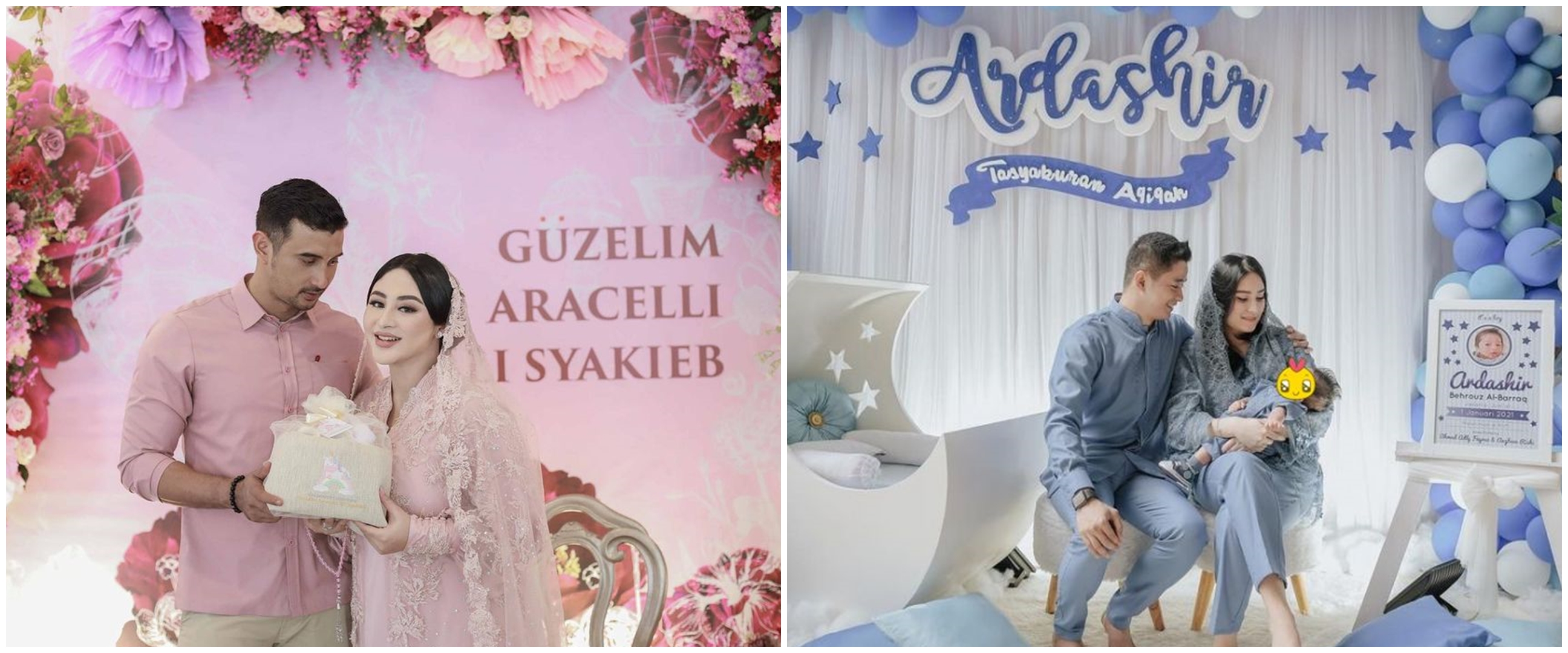 Momen akikah anak 11 pesinetron, Ali Syakieb pilih nuansa merah muda