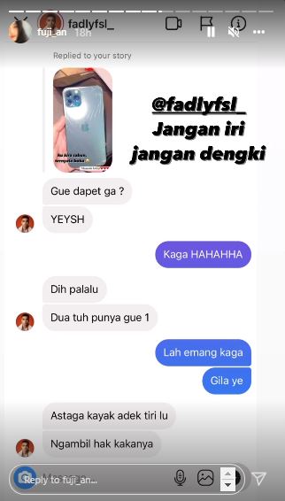 Isi chat 5 kakak adik seleb saat ribut, Fuji-Fadly saling ledek