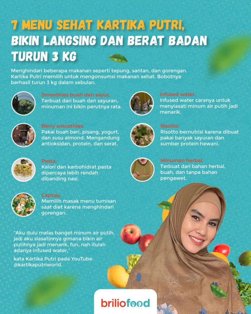 7 Menu sehat Kartika Putri, bikin langsing dan berat badan turun 3 kg