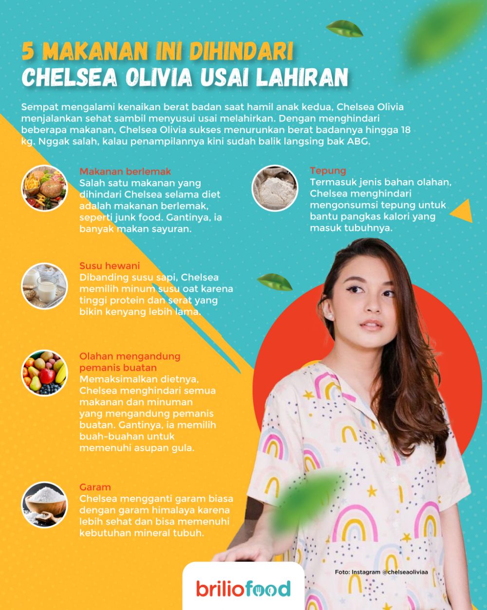 7 Makanan dihindari Chelsea Olivia usai lahiran, bobot turun 18 kg