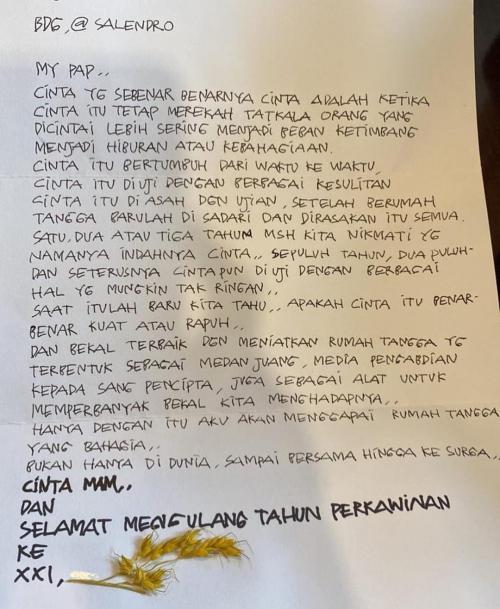 Armand Maulana kenang surat anniversary pernikahan, isinya bikin kaget