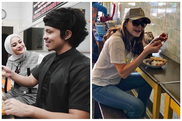 Gaya 11 seleb makan di warteg, porsi makan Fuji disorot