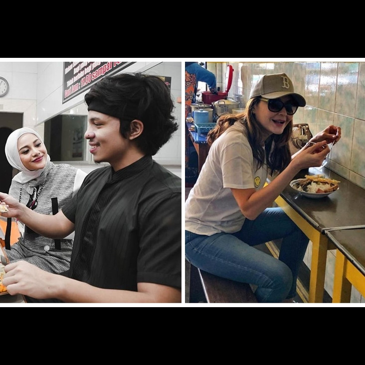 Gaya 11 seleb makan di warteg, porsi makan Fuji disorot