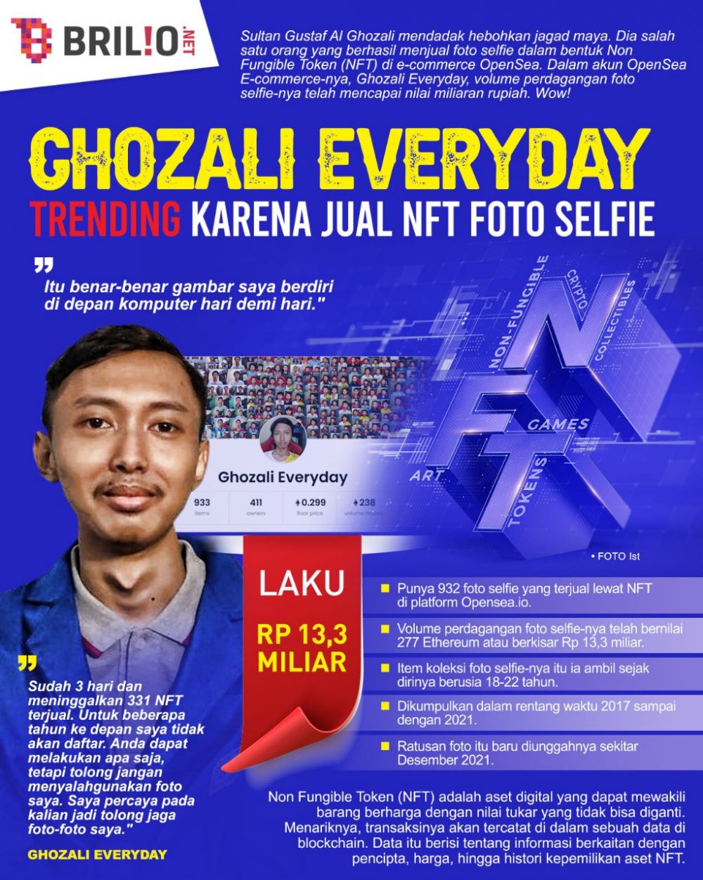 5 Kisah Ghozali raup Rp 1,5 M dari selfie NFT, duitnya diinvestasikan