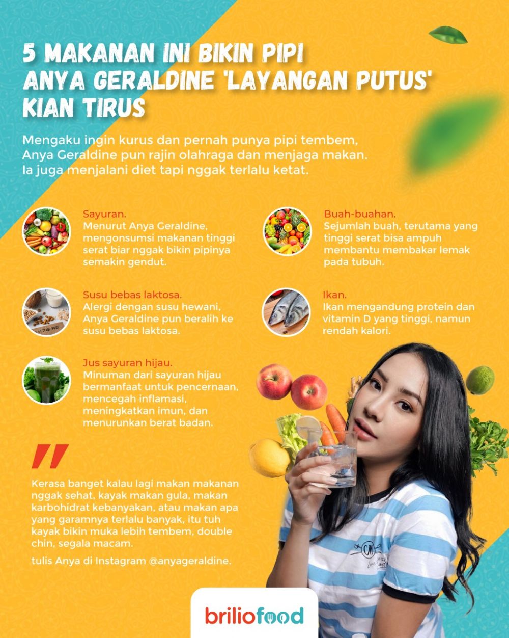 7 Makanan ini bikin pipi Anya Geraldine 'Layangan Putus' kian tirus