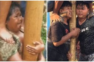 11 Ekspresi orang ikut lomba panjat pinang yang bikin ketawa sendiri