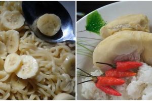 11 Penampakan nyeleneh makanan dicampur buah-buahan, enak nggak ya?