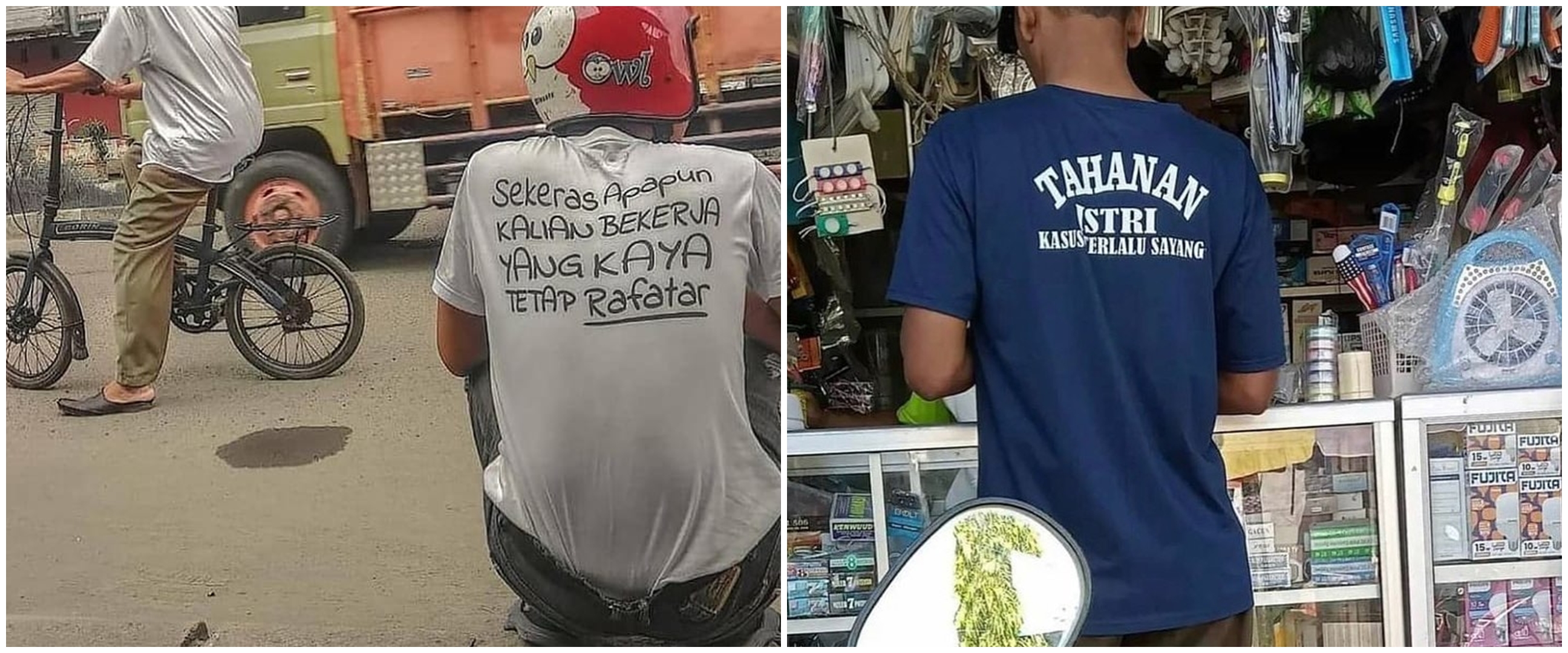 21 Tulisan kocak di baju bapak-bapak ini bikin harimu penuh tawa