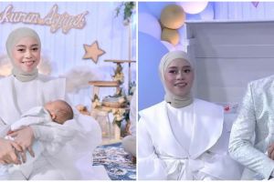 9 Detail gaya Lesty di akikahan baby L, gaunnya panjang menjuntai