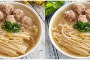 Resep sup bola daging jamur enoki, lezatnya bikin anak auto doyan