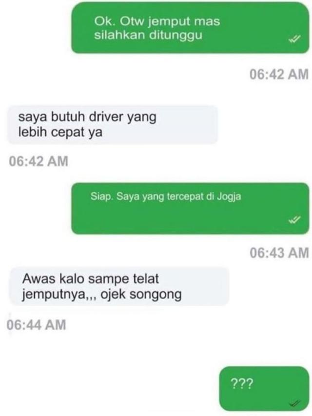 13 Alasan lucu pelanggan ojek online suruh driver agak cepat, kocak