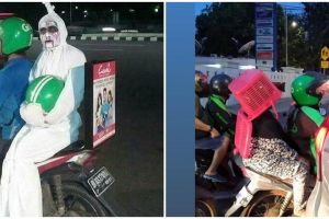 13 Potret kocak gaya penumpang ojek online ini absurd banget