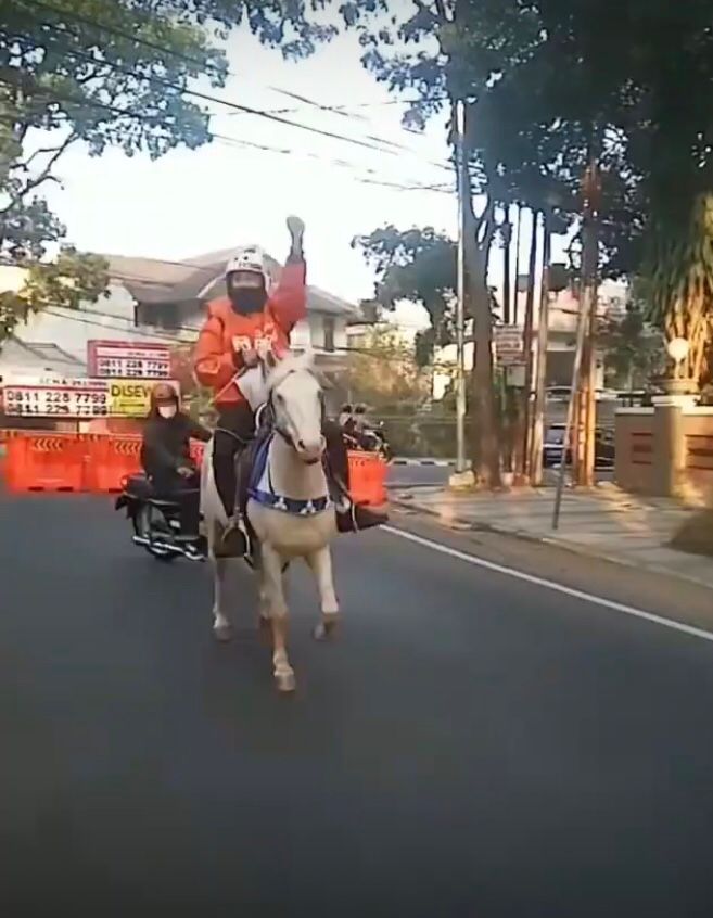 21 Penampakan lucu orang di jalan ini bikin heran pengendara lain