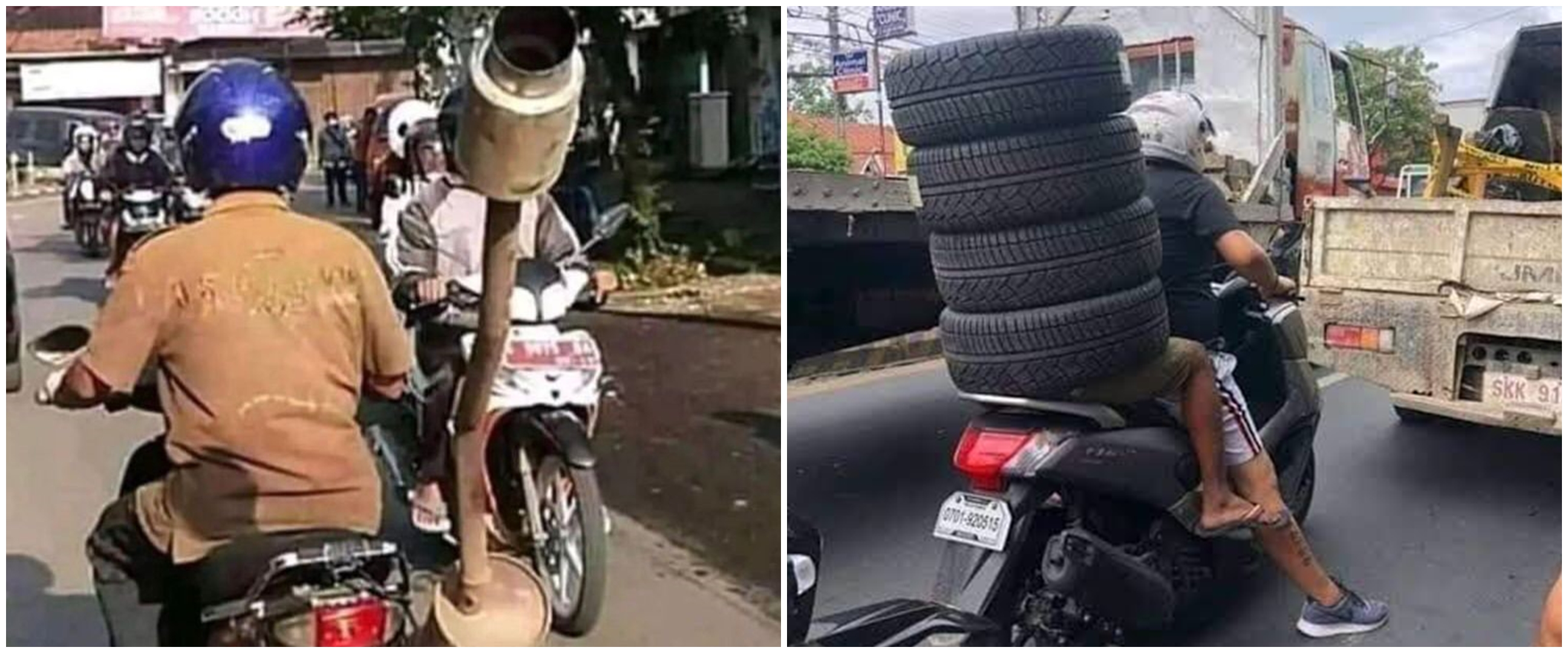 21 Penampakan lucu orang di jalan ini bikin heran pengendara lain