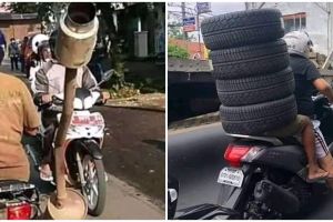 21 Penampakan lucu orang di jalan ini bikin heran pengendara lain