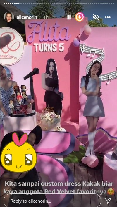 Bertema Red Velvet, ini 9 momen Alice Norin rayakan ulang tahun anak