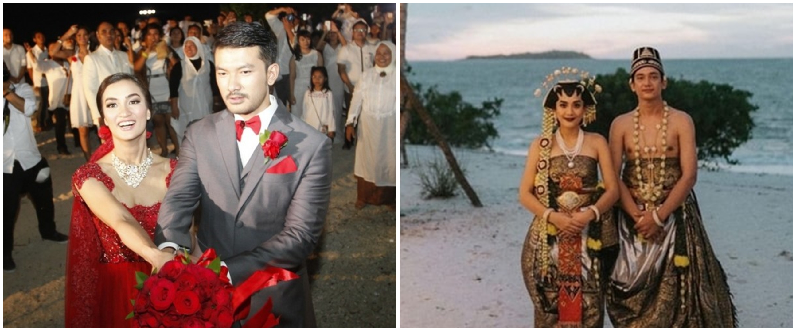 Romantis dan intim, momen 11 seleb gelar pernikahan di pinggir pantai