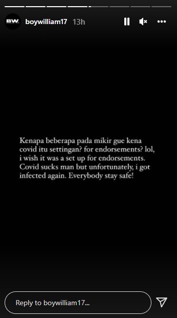 Boy William positif Covid-19 kedua kalinya, kesal dituding settingan