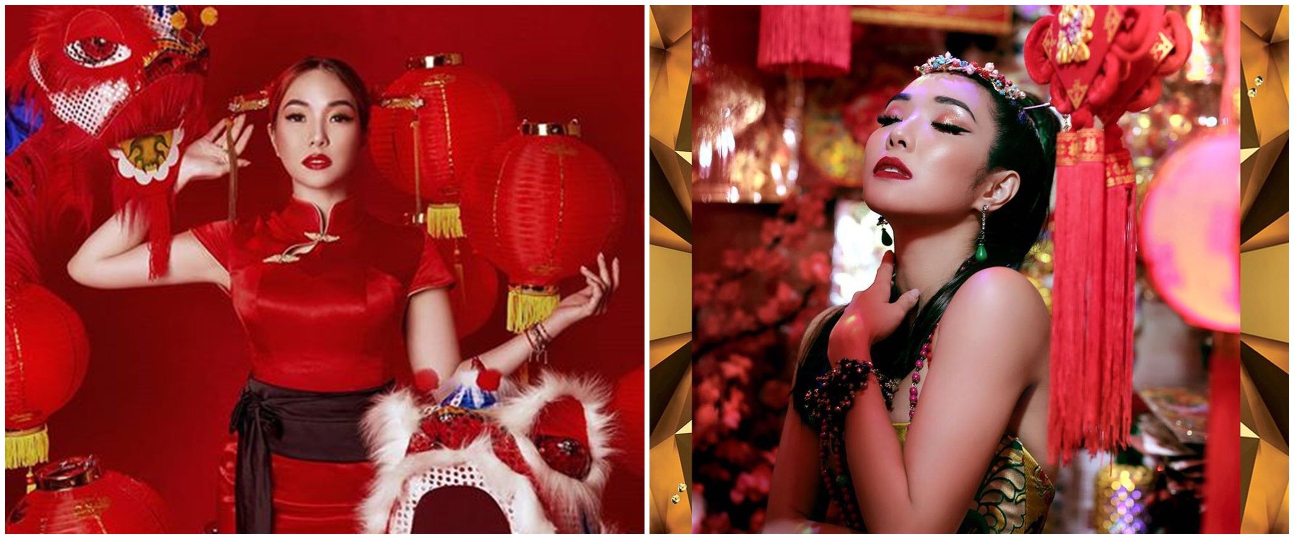 9 Gaya Gisella Anastasia dalam nuansa Imlek, anggun pakai cheongsam