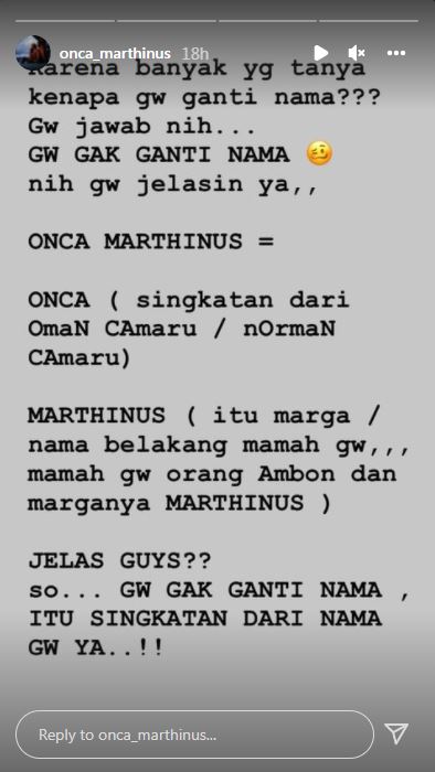 Bantah ganti nama, Norman Kamaru jelaskan arti dari Onca Marthinus