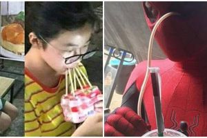 19 Momen lucu nyedot minuman ini bikin kamu nyengir kuda