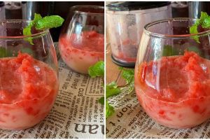 Resep yakult watermelon slush, minuman segar penghilang dahaga