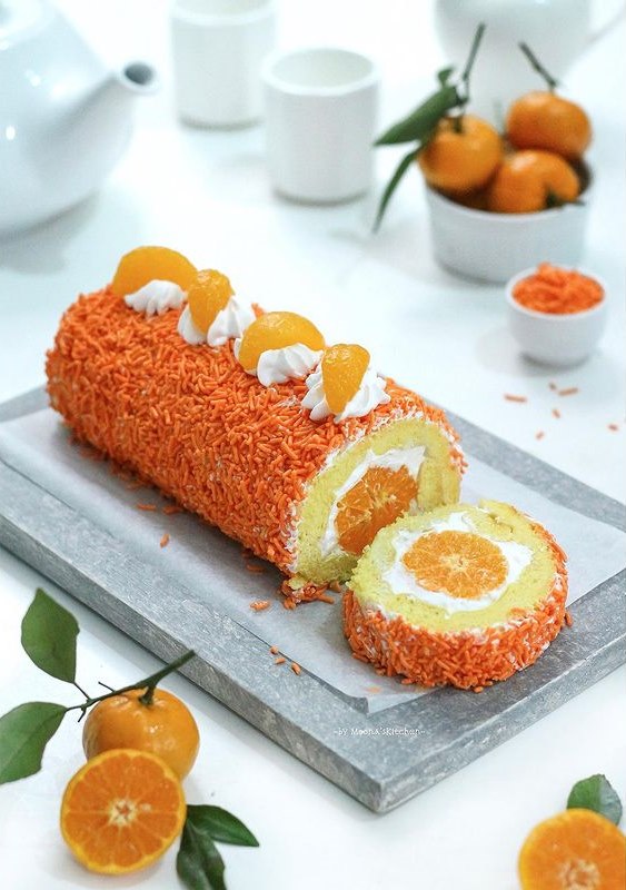 Resep dan cara membuat orange cake roll, lembut dan antigagal