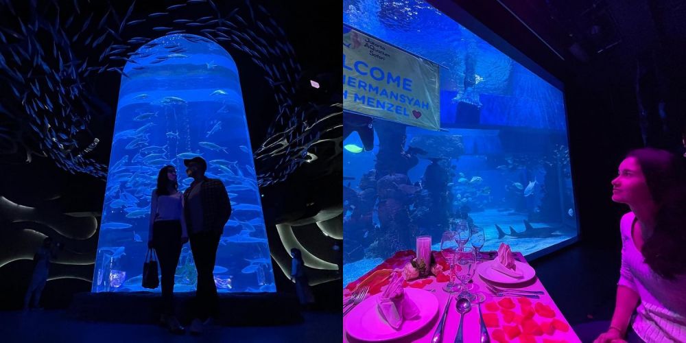 View kece, momen 11 pasangan seleb dinner berlatar akuarium raksasa