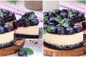 Resep dan cara membuat cheesecake blueberry yang creamy dan lembut