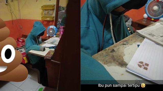 13 Tingkah absurd siswa saat belajar mandiri ini bikin cekikikan