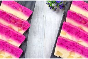 Resep puding roti buah naga, enak, lembut, dan mudah dibuat