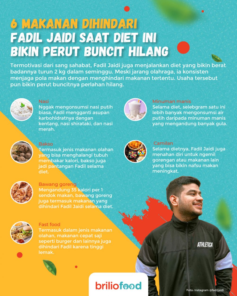 8 Makanan ini dihindari Fadil Jaidi saat diet, ampuh atasi perut bunci