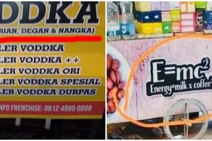 8 Singkatan nyeleneh di spanduk pedagang minuman, bikin garuk kepala