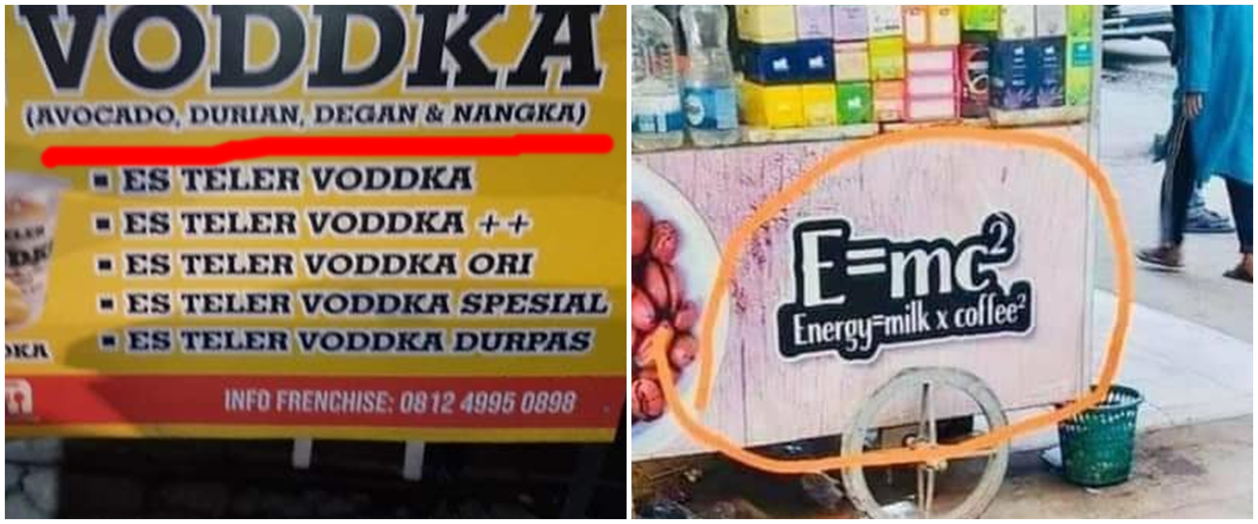 8 Singkatan nyeleneh di spanduk pedagang minuman, bikin garuk kepala