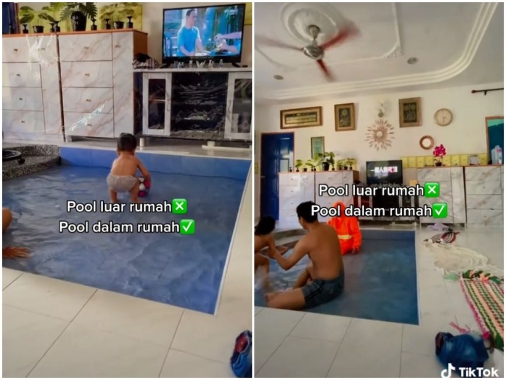 Viral kolam renang di dalam rumah, bisa berendam sambil nonton TV