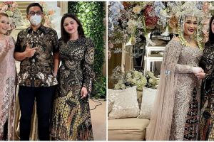 9 Gaya Dewi Perssik di nikahan adik Ayu Ting Ting, anggun pakai batik
