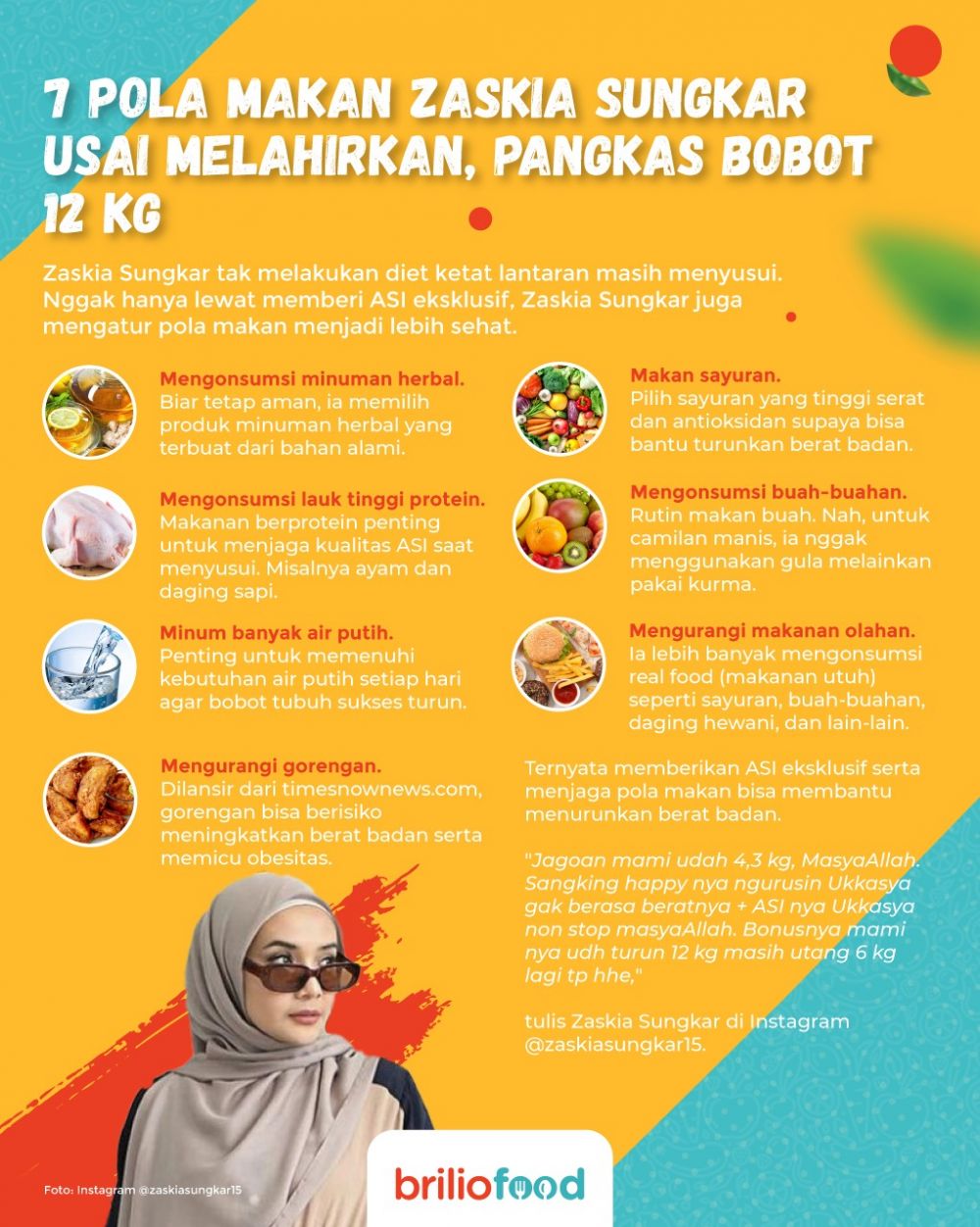 8 Pola makan Zaskia Sungkar usai melahirkan, pangkas bobot 12 kg