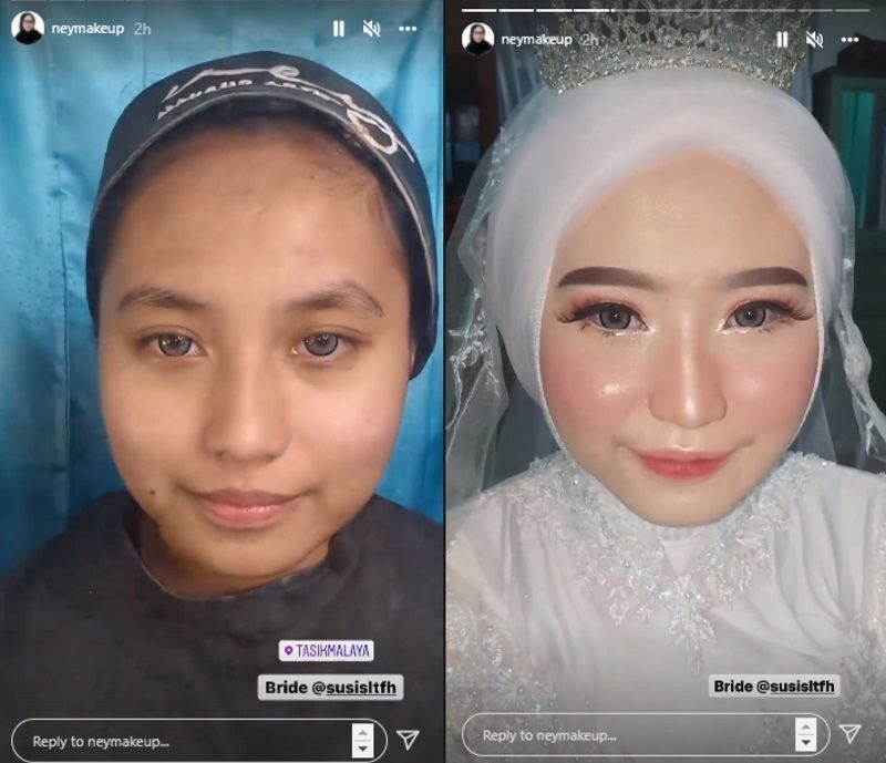 Viral transformasi makeup baby sitter yang nikahi eks suami Mawar AFI