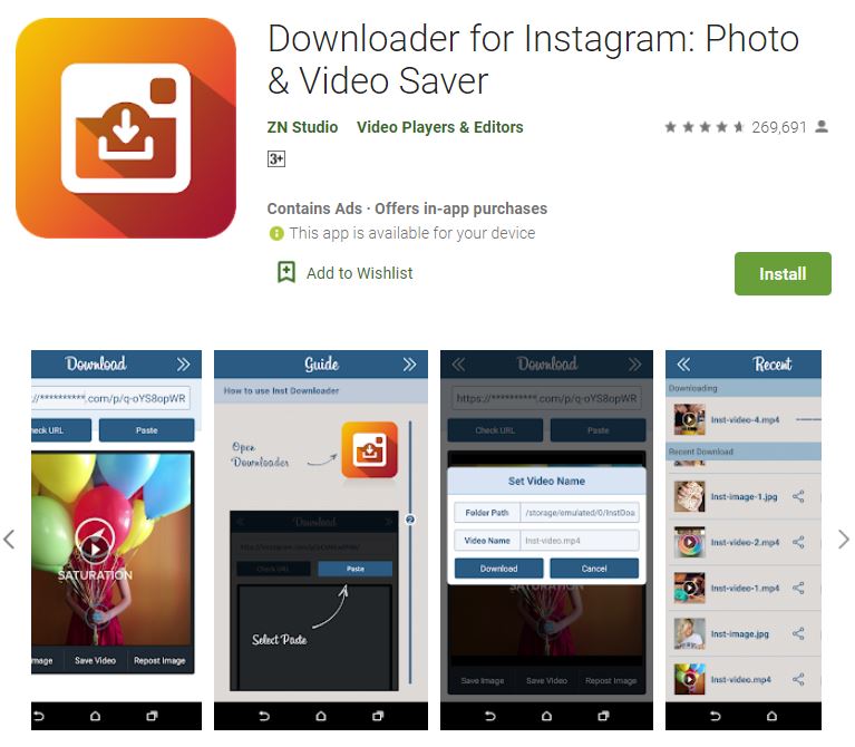 Aplikasi download video di Instagram play.google.com