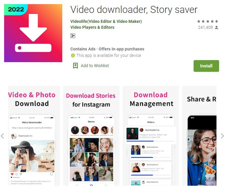 Aplikasi download video di Instagram play.google.com