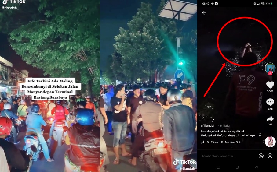 Maling sembunyi 2 jam di selokan, momen keluar bikin warga sorak sorai