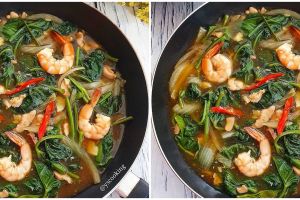 Resep kangkung hotplate udang, enak dan mudah dibuat